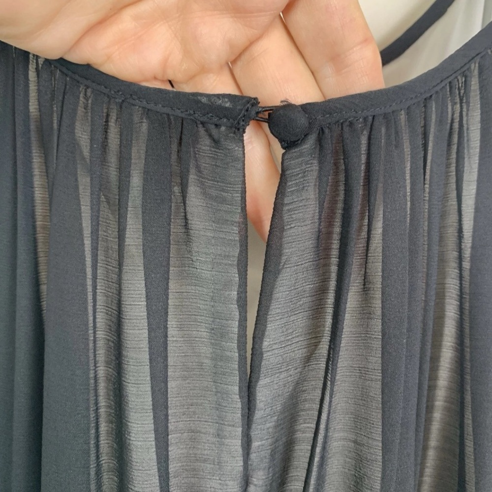 Alice + Olivia Dejas‎ Chiffon Lace Midi Slip Dress in Black Size S - Picture 12 of 16